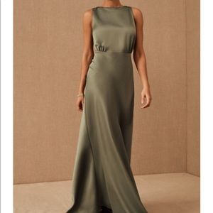 BHLDN bridesmaid dress Beckett Satin Charmeuse Maxi Dress in moss NEW WITH TAGS